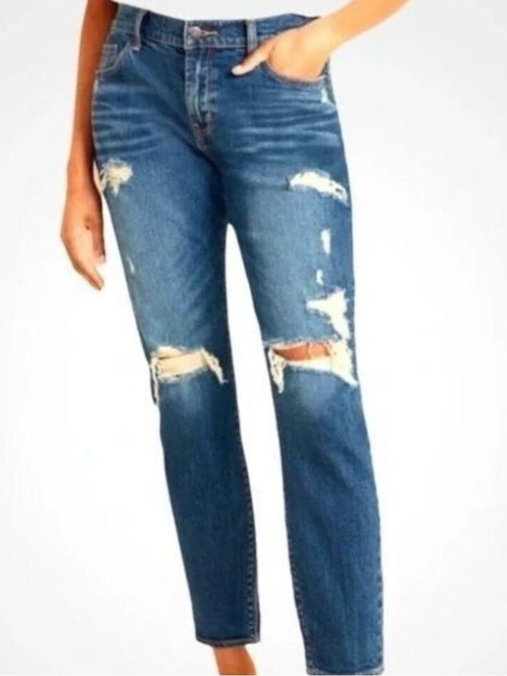Women’s Old Navy Midrise Distressed Boyfriend Jeans With Stretch Size 6